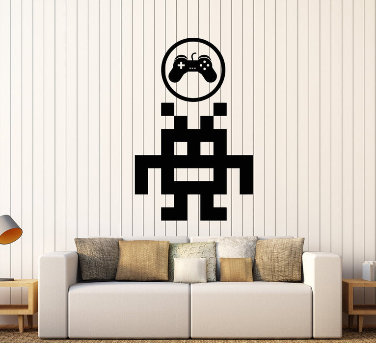 Vinyl Wall Decal Pixel Art Retro Video Game Joystick For Gamer Room Stickers (2430ig)