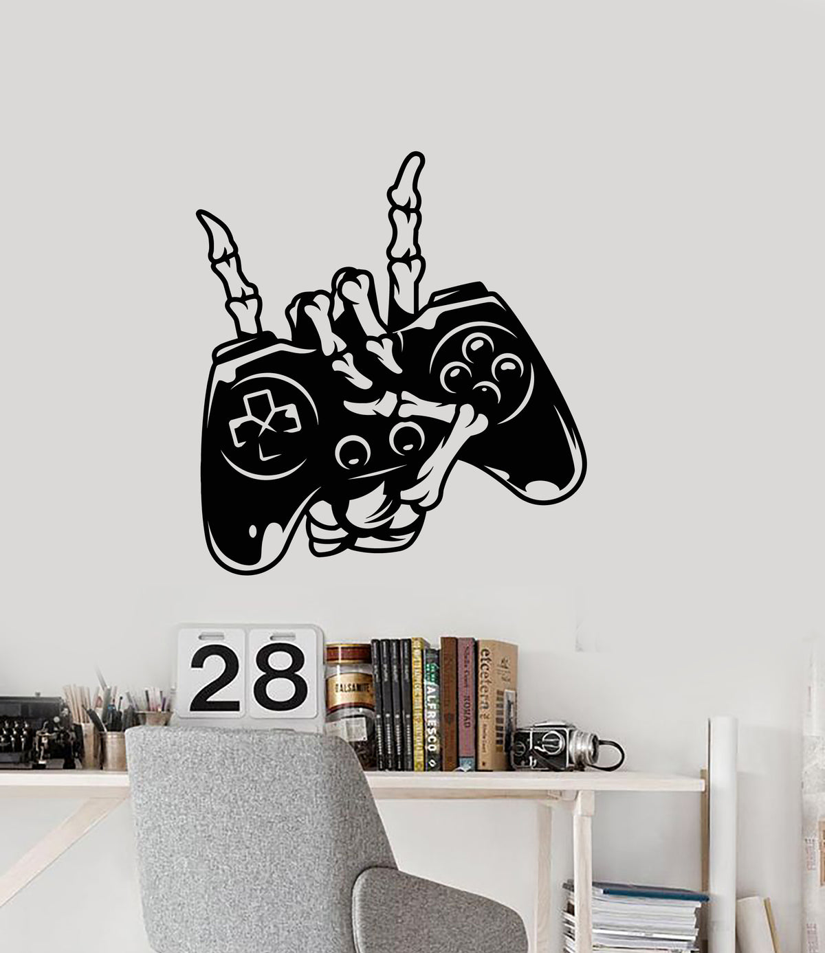 Vinyl Wall Decal Gamer Hand Skeleton Joystick Video Game Stickers (336 ...
