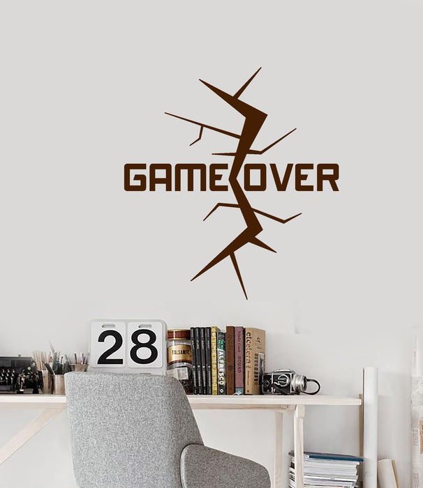 Vinyl Wall Decal Video Game Over Crack Gamer Room Words Stickers (2936ig)