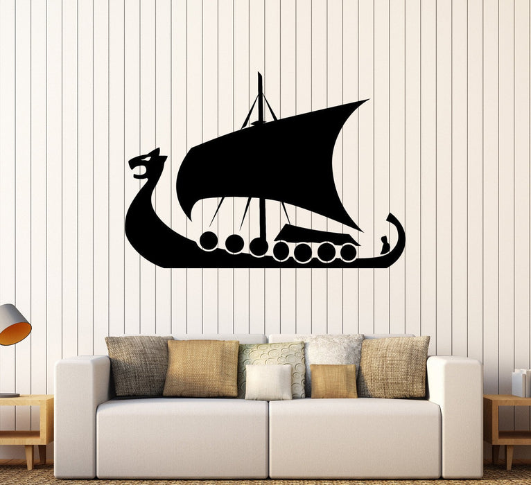 Autocollant mural en vinyle Viking Ships Barbarian Kids Art Boy Room Stickers Cadeau unique (250ig)