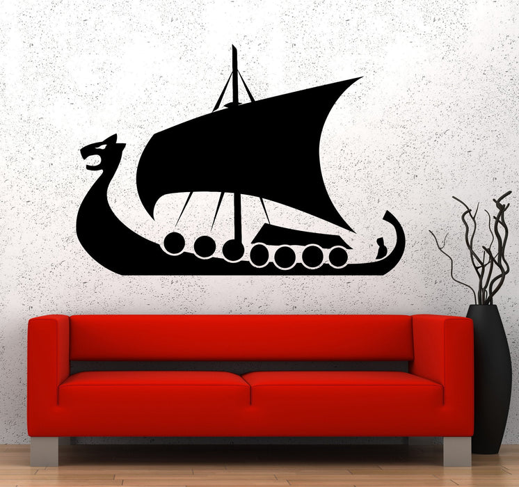 Autocollant mural en vinyle Viking Ships Barbarian Kids Art Boy Room Stickers Cadeau unique (250ig)
