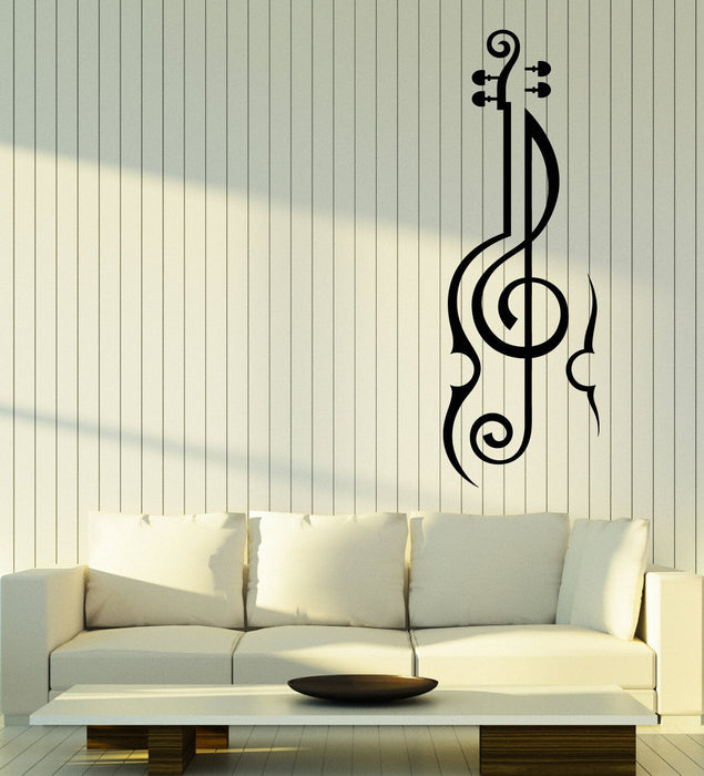 Vinyl Wall Decal Violin Musical Instrument Clef Music Shop Stickers (3048ig)