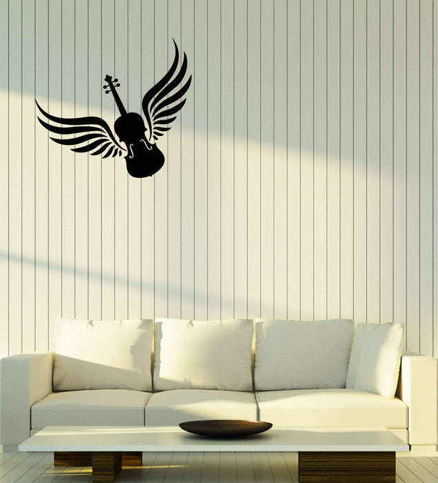 Vinyl Wall Decal Winged Violin Musical Instrument Store Stickers (3929ig)