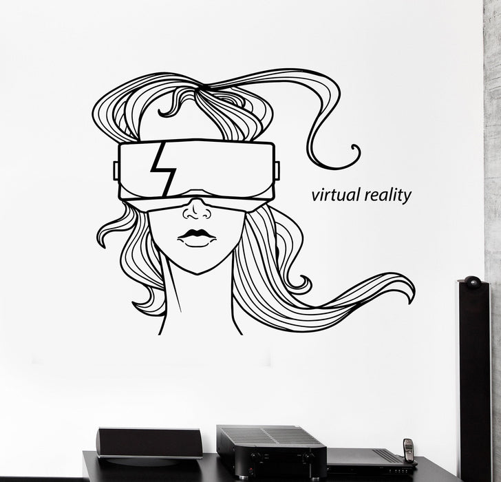 Vinyl Wall Decal Virtual Reality Headset Glasses Girl VR Stickers Unique Gift (ig4412)