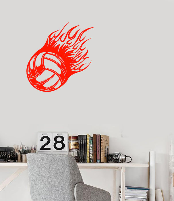Vinyl Wall Decal Volleyball Ball Sport Game Flames Stickers (4027ig)