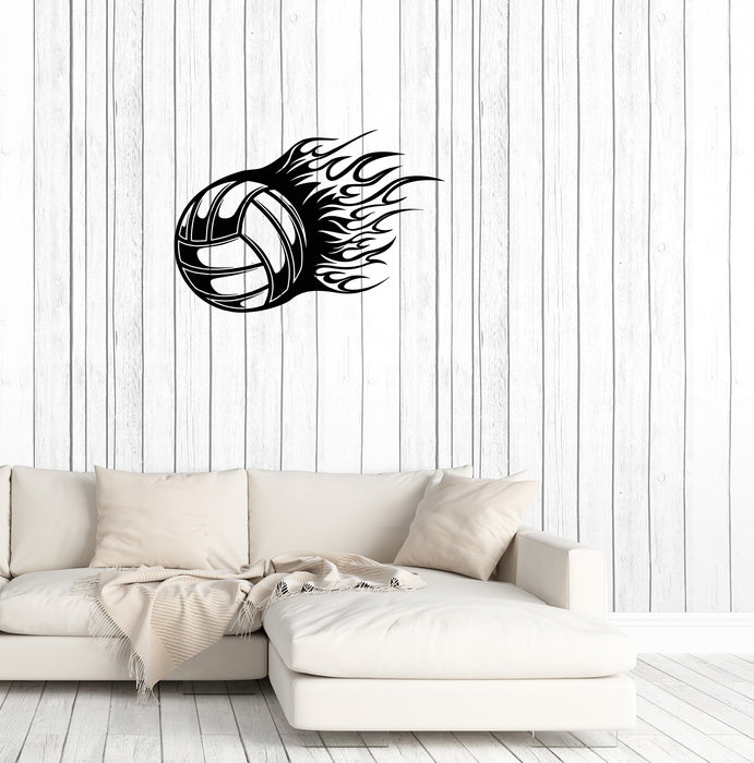 Vinyl Wall Decal Volleyball Ball Sport Game Flames Stickers (4027ig)