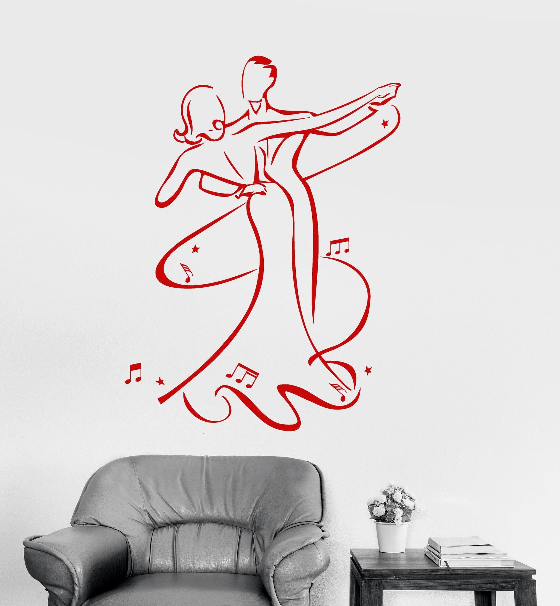 Vinyl Wall Decal Waltz Dance Couple Ballroom Stickers Unique Gift (ig3 ...