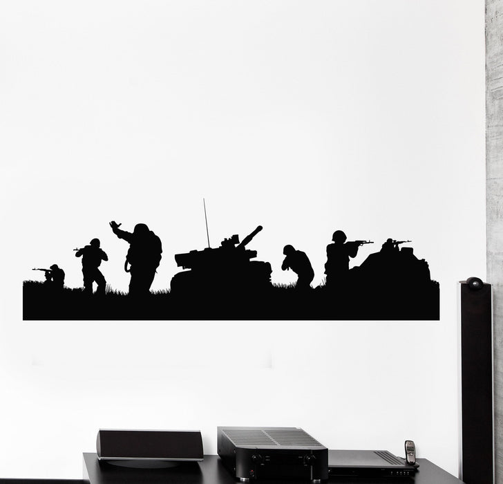 Vinyl Wall Decal Soldiers Tank War Video Game Gamer Patriot Stickers Unique Gift (1078ig)