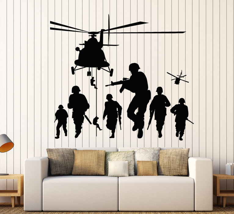 Vinyl Wall Decal Soldiers Patriot War Warrior Helicopter Stickers Unique Gift (1250ig)