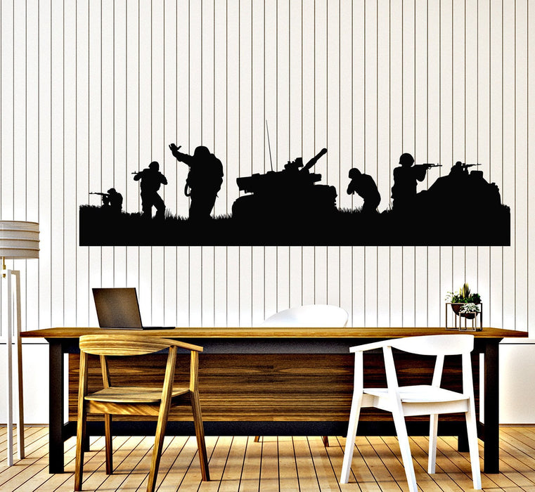 Vinyl Wall Decal Soldiers Tank War Video Game Gamer Patriot Stickers Unique Gift (1078ig)