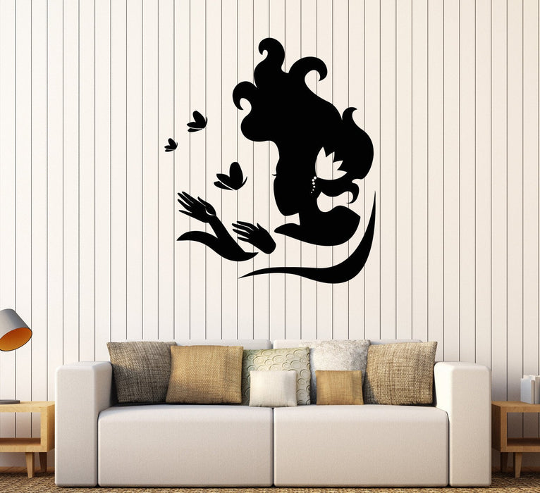 Vinyl Wall Decal Silhouette Girl Beauty Salon Butterfly Spa Stickers Unique Gift (523ig)