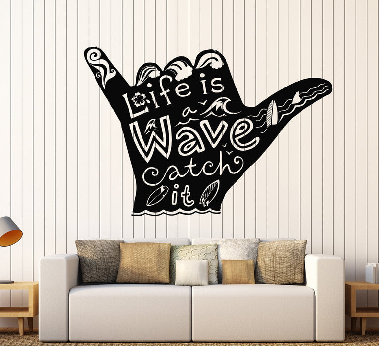 Vinyl Wall Decal Shaka Surfing Surfer Surf Bored Water Sport Stickers Unique Gift (991ig)