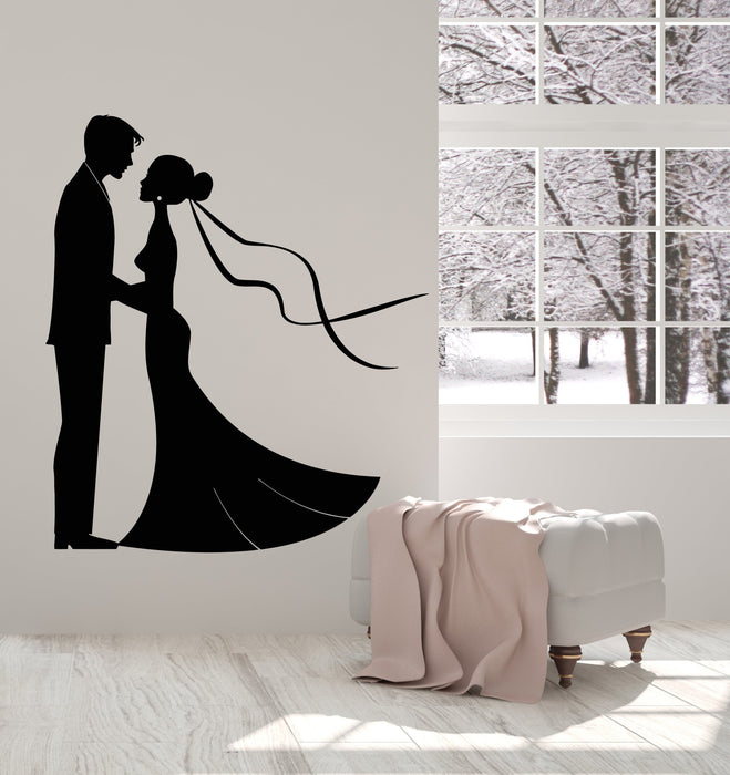 Vinyl Wall Decal Wedding Dress Salon Boutique Bride Groom Stickers (2766ig)