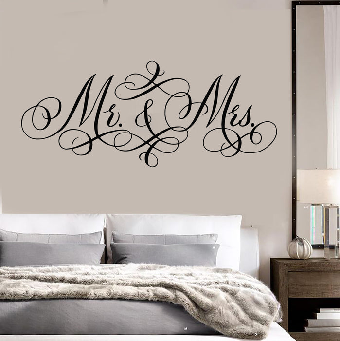 Autocollant mural en vinyle Salon de mariage Mr &amp; Mrs Boutique Love Logo Stickers Cadeau unique (1943ig)