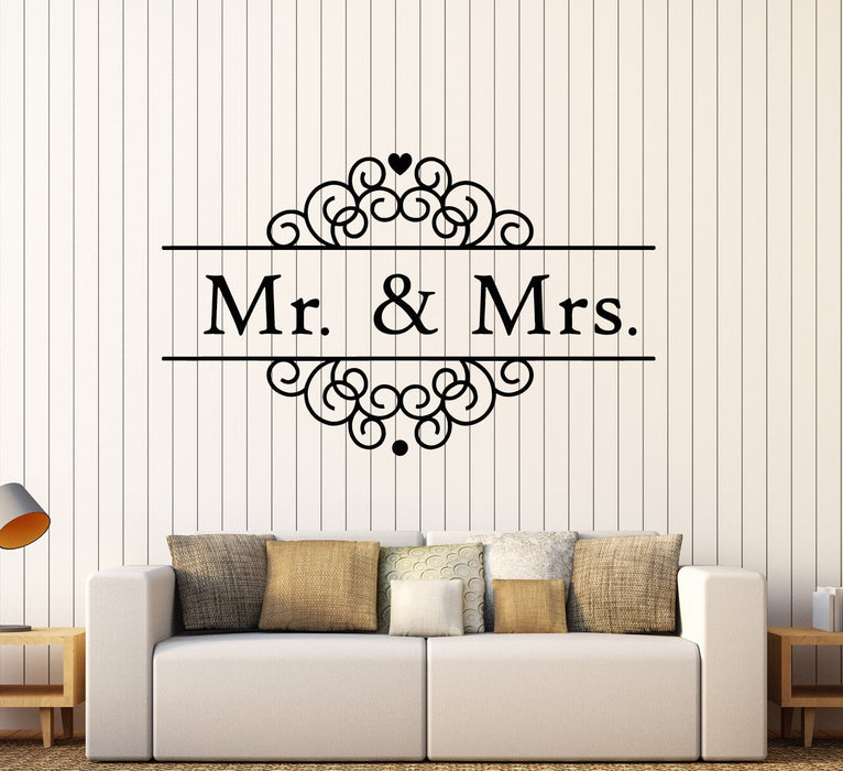 Vinyl Wall Decal Logo Mr & Mrs Wedding Salon Studio Love Family Stickers Unique Gift (1897ig)