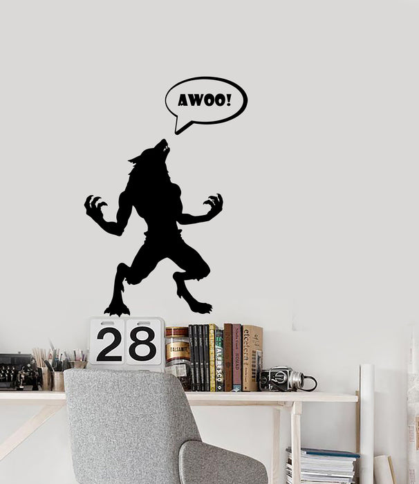 Vinyl Wall Decal Werewolf Monster Awoo Howling Monster Stickers (3656ig)