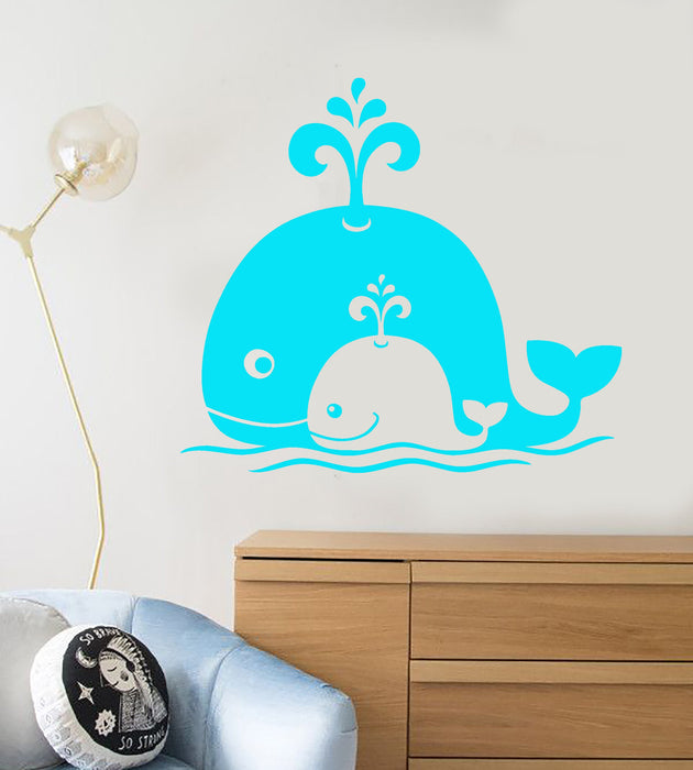 Vinyl Wall Decal Cartoon Animal Whales Baby Children's Room Stickers Unique Gift (1413ig)
