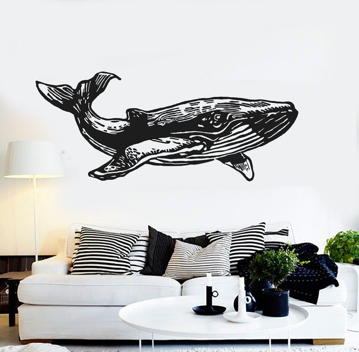 Vinyl Wall Decal Whale Marine Animal Ocean Decoration Bathroom Stickers Unique Gift (ig4391)