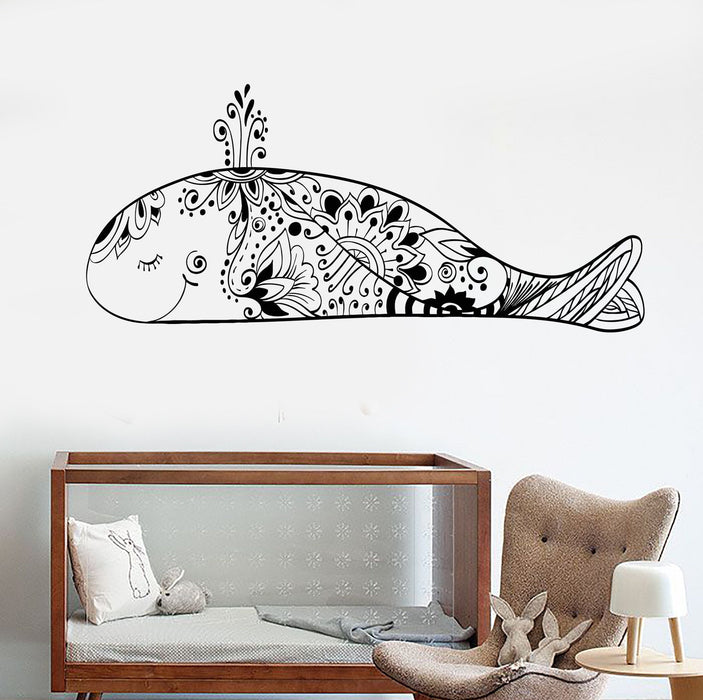 Vinyl Wall Decal Whale Marine Style Nursery Kids Room Stickers Unique Gift (ig4665)