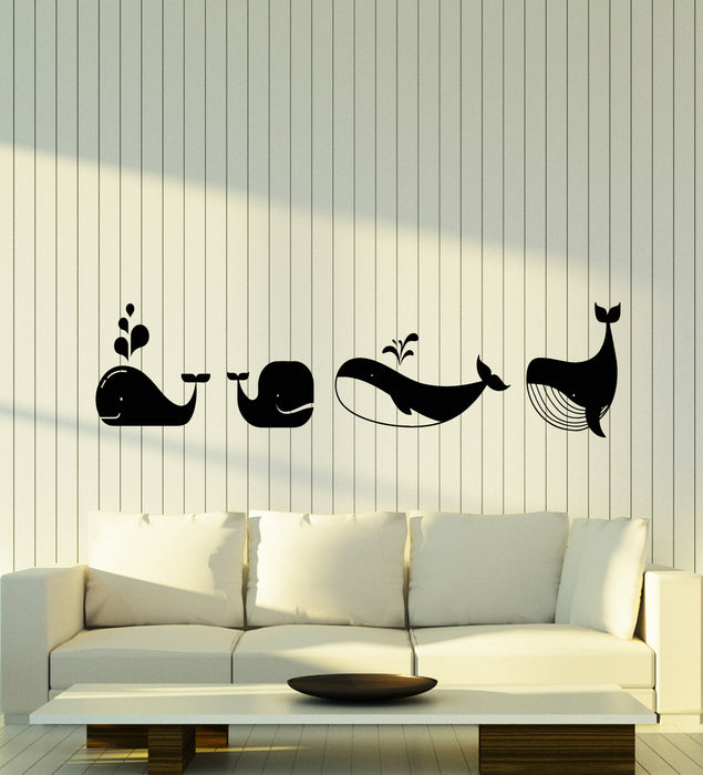 Vinyl Wall Decal Cartoon Whale Ocean Animal For Baby Room Stickers (3533ig)