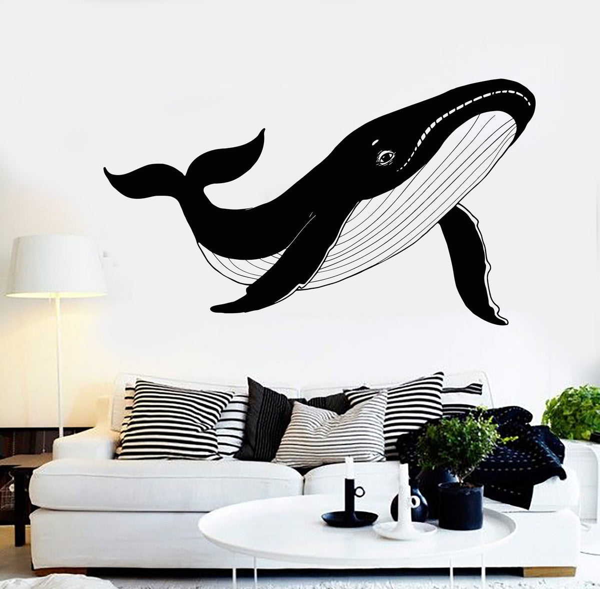 Vinyl Wall Decal Blue Whale Sea Ocean Animal Marine Style Stickers Uni ...