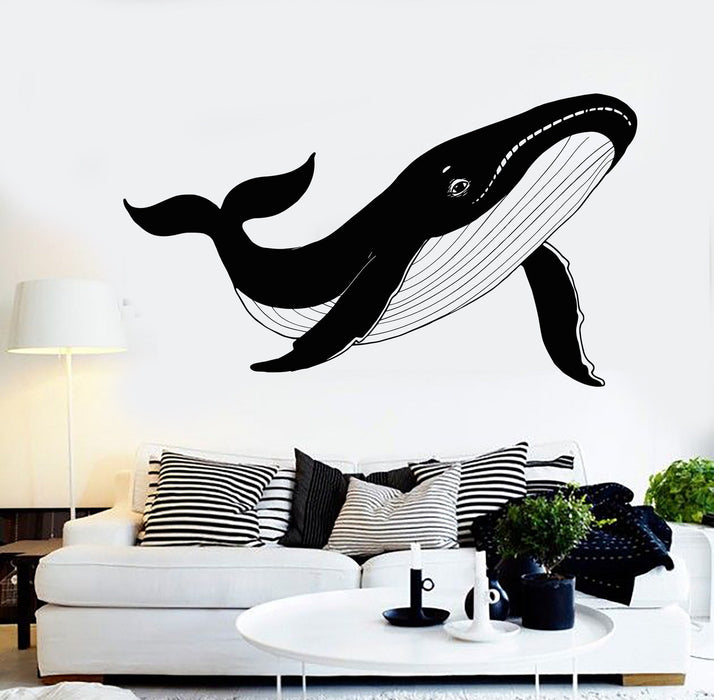 Vinyl Wall Decal Blue Whale Sea Ocean Animal Marine Style Stickers Unique Gift (1150ig)