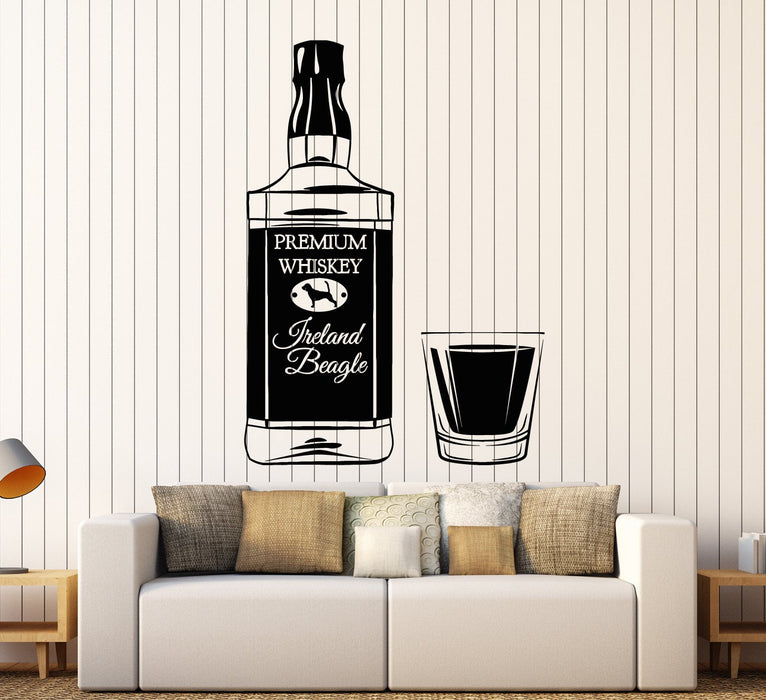 Vinyl Wall Decal Irish Whiskey Bottle Alcohol Glass Bar Stickers Unique Gift (1831ig)