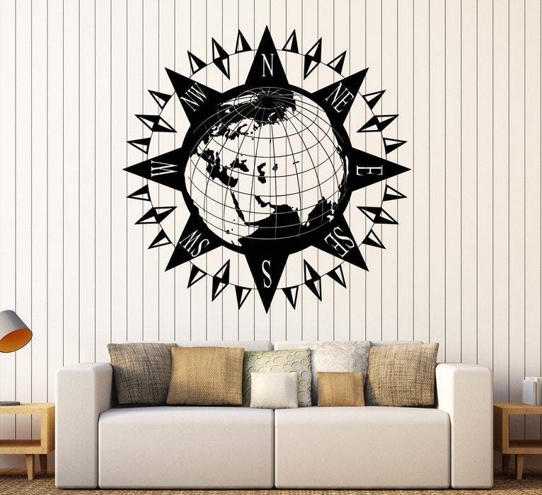 Vinyl Wall Decal Earth Wind Rose Geography School Nautical Stickers Unique Gift (ig4533)