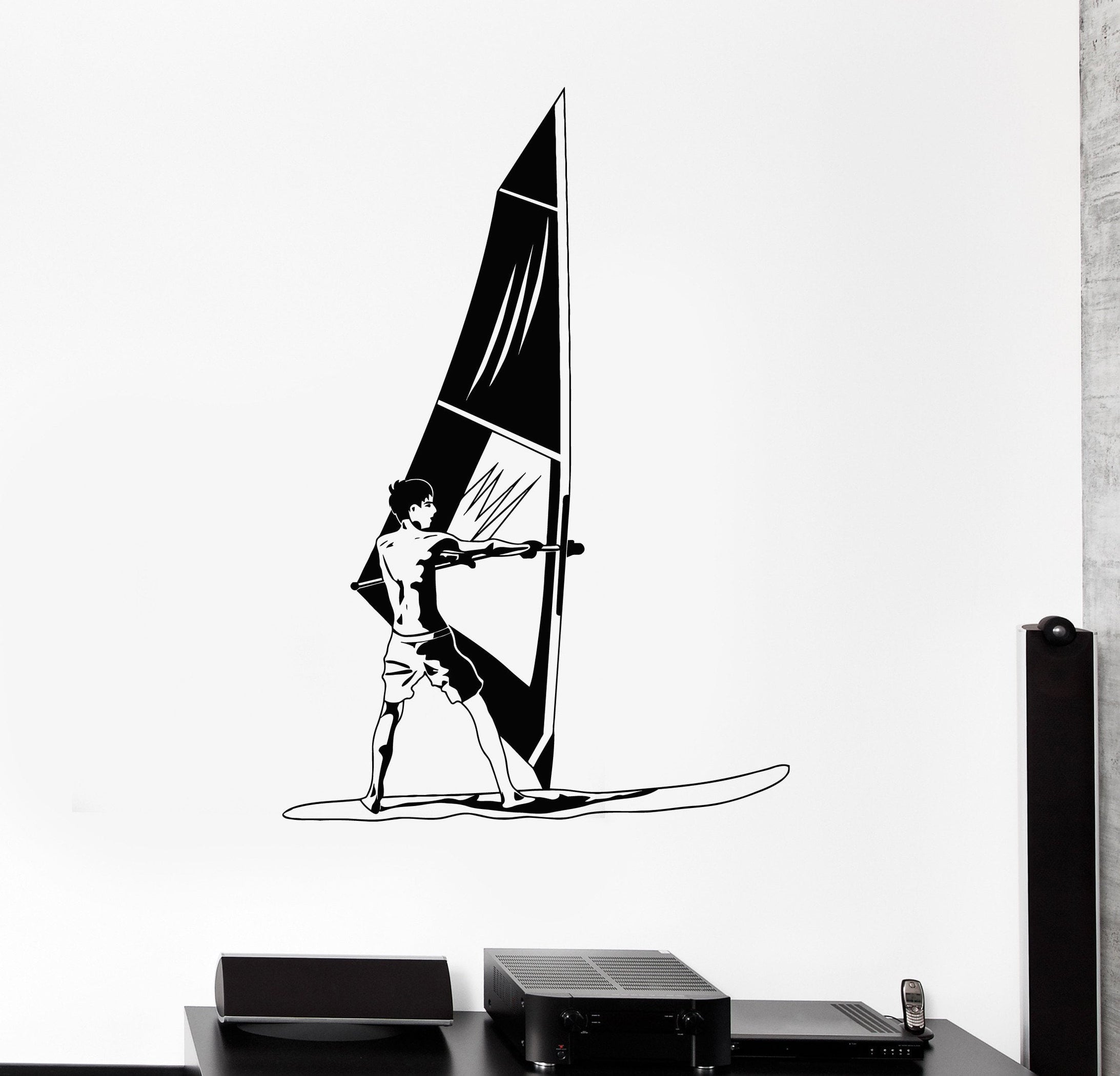 Vinyl Wall Decal Windsurfing Windsurfer Water Extreme Sport Stickers M ...