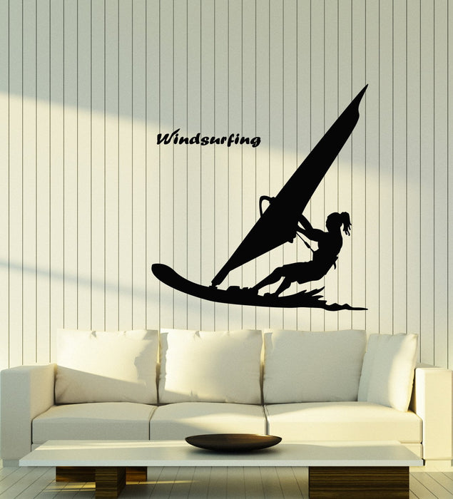 Vinyl Wall Decal Water Sports Windsurfing Surfer Beach Style Stickers (2945ig)