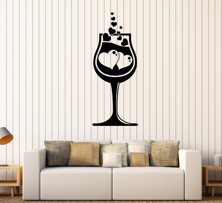 Vinyl Wall Decal Wine Glass Love Romance Alcohol Stickers Mural Unique Gift (547ig)