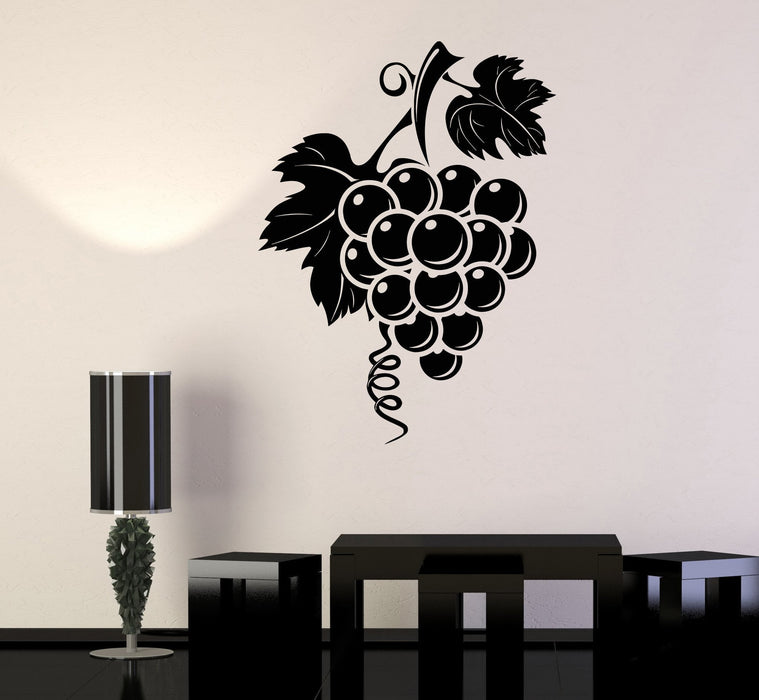 Vinyl Wall Decal Wine Grapes Fruit Food Kitchen Design Stickers Unique Gift (752ig)