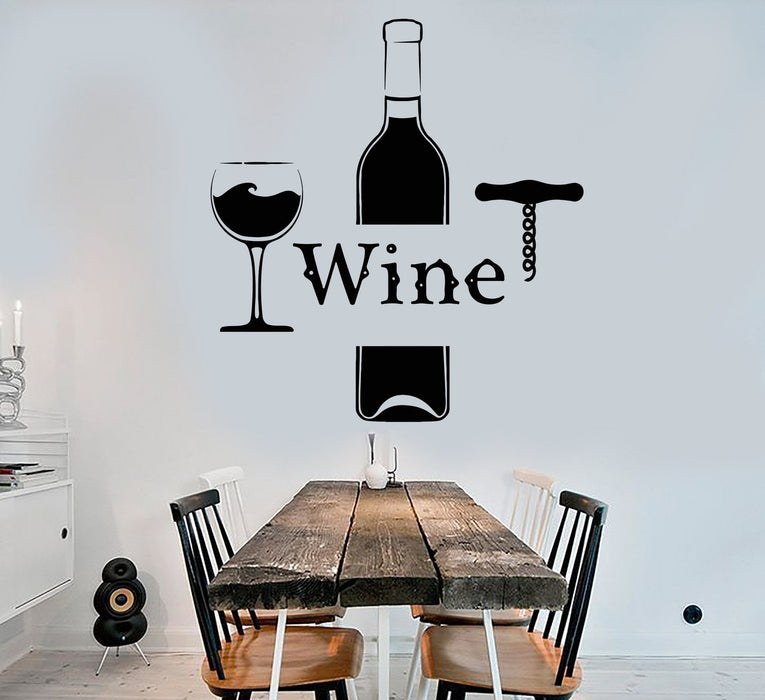 Autocollant mural en vinyle pour bouteille de vin, verre, alcool, bar, boisson, cadeau unique (570ig)