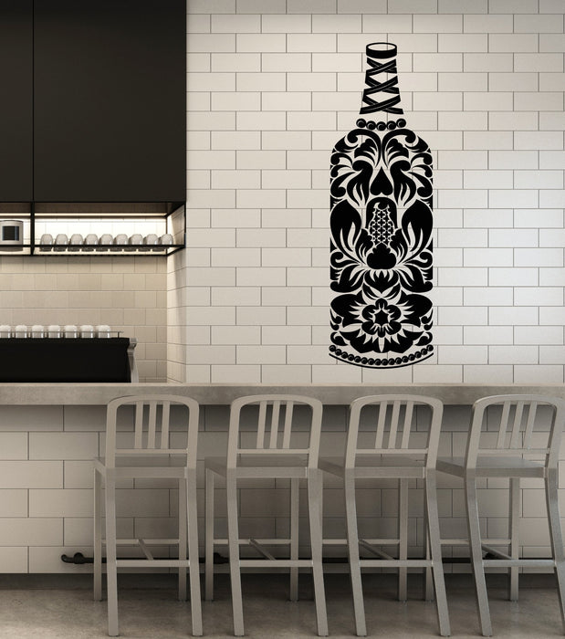 Autocollant mural en vinyle pour décoration de bar, cuisine, bouteille de vin et alcool (3046ig)