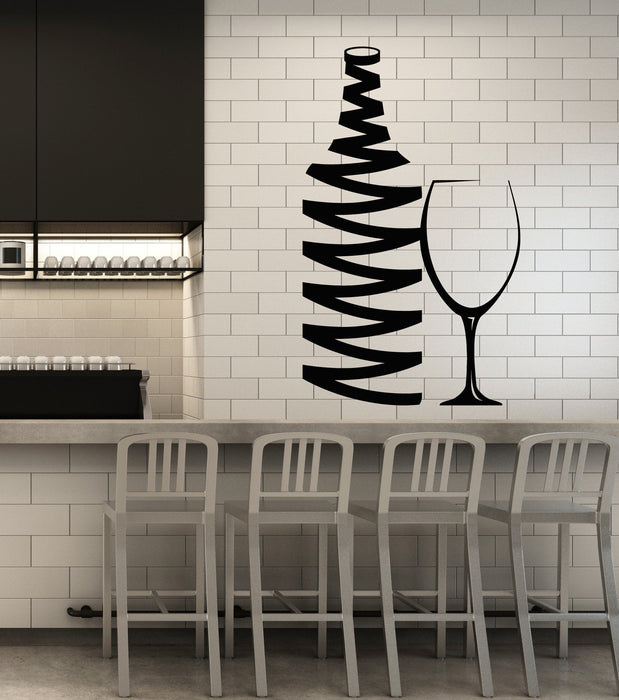 Vinyl Wall Decal Wine Bottle Goblet Home Winery For Kitchen Stickers (3047ig)
