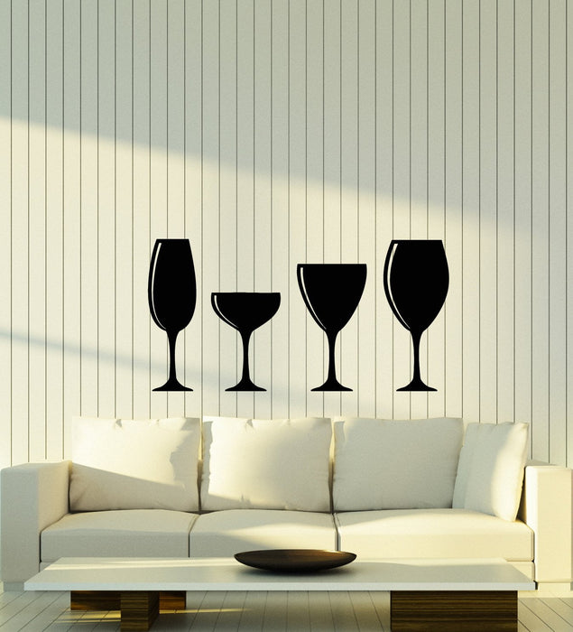 Виниловые наклейки на стены Винный магазин Алкогольные бокалы Бар Кухня Украшения Наклейки (2823ig)