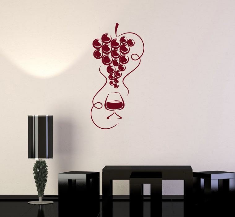 Vinyl Decal Wine Grapes Kitchen Restaurant Bar Drink Alcohol Wall Stickers Mural Unique Gift (ig2702)
