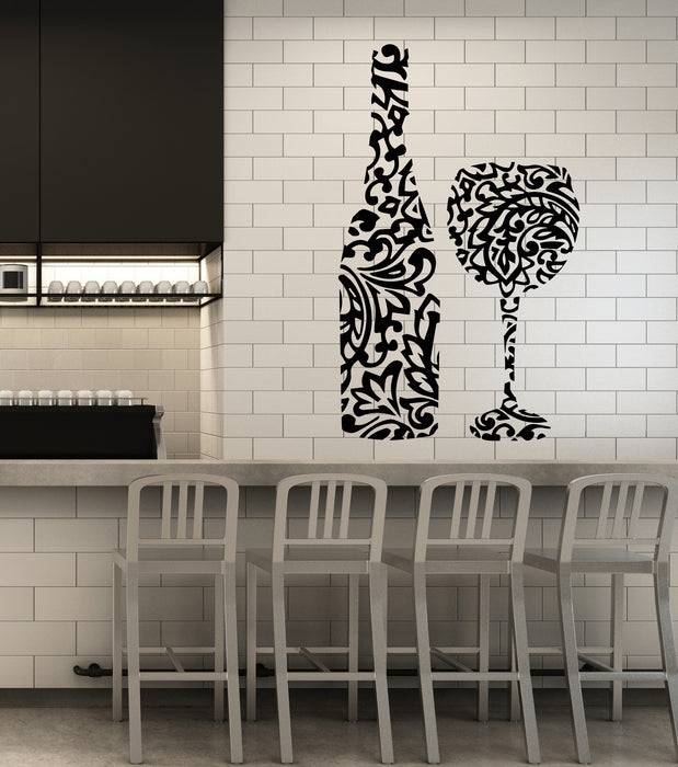Autocollant mural en vinyle pour bouteille, verre, magasin de vin, cuisine, décoration (3337ig) 