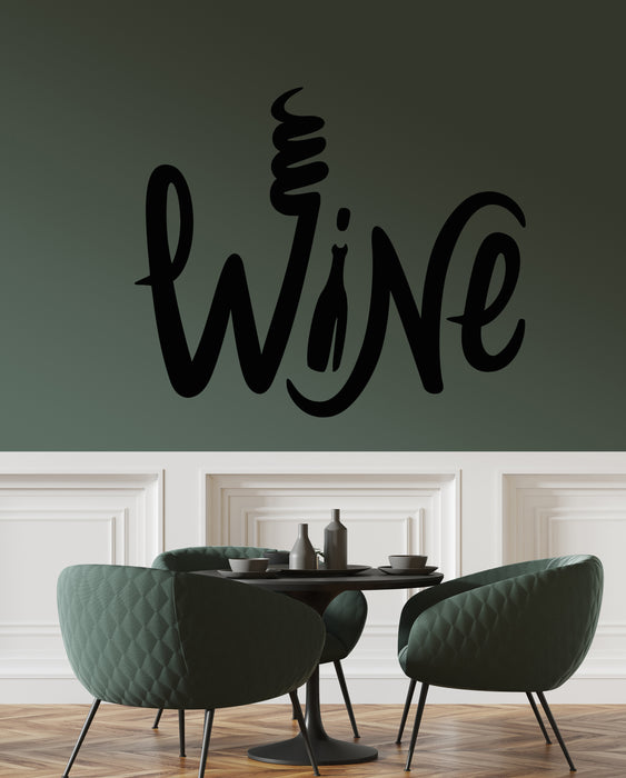 Vinyl Wall Decal Wine Bottle Alcohol Bar Word Logo Stickers (3296ig)