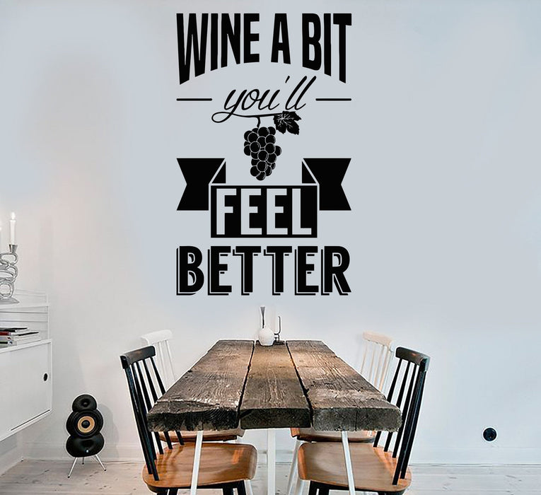 Vinyl Wall Decal Wine Quote Alcohol Drink Bar Restaurant Stickers Unique Gift (ig3806)