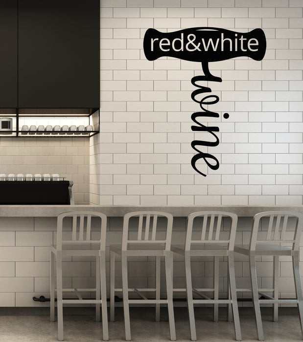 Vinyl Wall Decal Corkscrew Logo White Red Wine Shop Bar Stickers (3744ig)