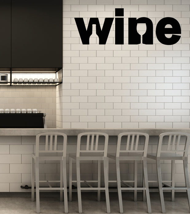 Vinyl Wall Decal Logo Word Wine Shop Bar Bottle Glass Stickers (3712ig)