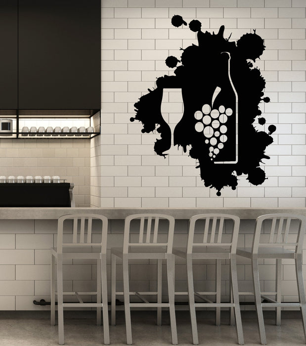 Vinyl Wall Decal Blot Wine Glass Bottle Kitchen Decoration Stickers (2876ig)