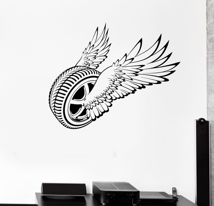 Vinyl Wall Decal Winged Wheel Car Garage Decor Driver Stickers Unique Gift (ig3964)