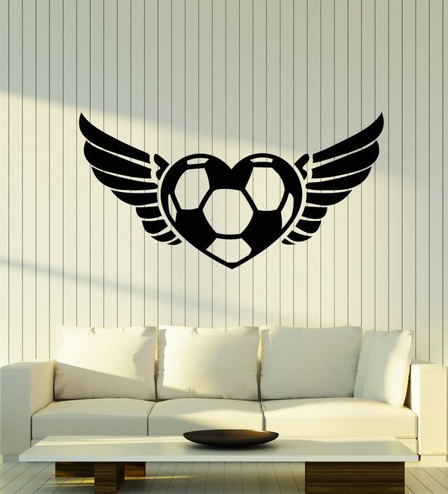 Vinyl Wall Decal Wings Heart Symbol Soccer Fan Ball Sport Stickers (2729ig)
