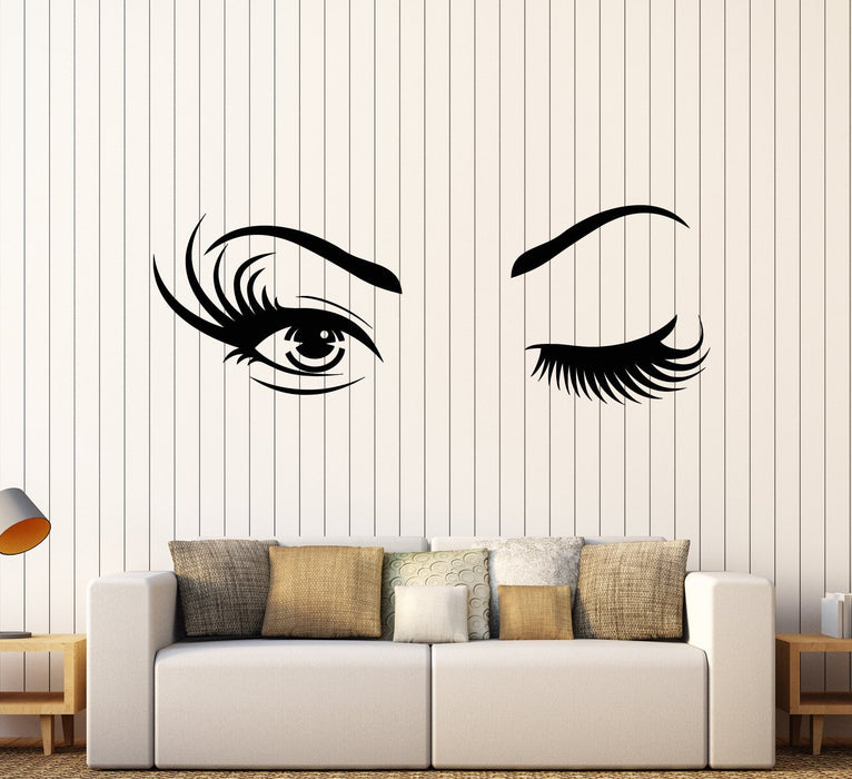 Виниловая наклейка на стену Девушка подмигивающий глаз сексуальные ресницы красота модные наклейки (3033ig)