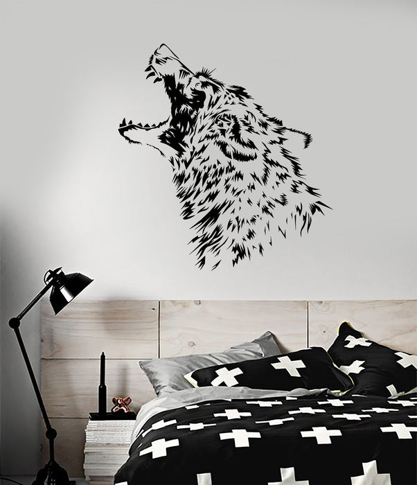 Vinyl Wall Decal Predator Wolf Fangs Aggressive Animal Stickers Unique Gift (960ig)