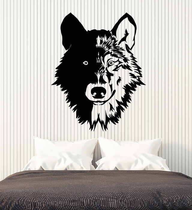 Vinyl Wall Decal Forest Beast Animal Lone Wolf Head Stickers (3290ig)