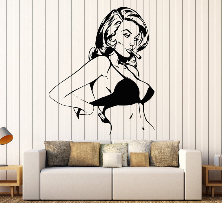Vinyl Wall Decal Girl Sexy Pin Up Naked Women Retro Stickers Unique Gift (965ig)