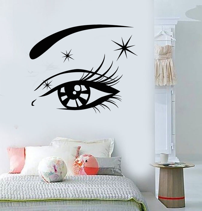 Vinyl Wall Decal Beautiful Sexy Woman Eye Eyelashes Makeup Stickers Unique Gift (1415ig)